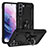 Coque Contour Silicone et Plastique Housse Etui Mat avec Magnetique Support Bague Anneau T03 pour Samsung Galaxy S23 5G Noir