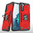 Coque Contour Silicone et Plastique Housse Etui Mat avec Magnetique Support Bague Anneau T04 pour Samsung Galaxy S21 5G Rouge