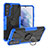 Coque Contour Silicone et Plastique Housse Etui Mat avec Magnetique Support Bague Anneau T08 pour Samsung Galaxy S21 5G Bleu