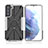 Coque Contour Silicone et Plastique Housse Etui Mat avec Magnetique Support Bague Anneau T09 pour Samsung Galaxy S21 5G Petit