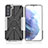 Coque Contour Silicone et Plastique Housse Etui Mat avec Magnetique Support Bague Anneau T09 pour Samsung Galaxy S21 FE 5G Petit