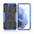 Coque Contour Silicone et Plastique Housse Etui Mat avec Magnetique Support Bague Anneau T09 pour Samsung Galaxy S23 5G Bleu