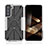 Coque Contour Silicone et Plastique Housse Etui Mat avec Magnetique Support Bague Anneau T09 pour Samsung Galaxy S24 5G Gris