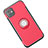 Coque Contour Silicone et Plastique Housse Etui Mat avec Magnetique Support Bague Anneau Y01 pour Apple iPhone 11 Rouge