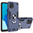 Coque Contour Silicone et Plastique Housse Etui Mat avec Magnetique Support Bague Anneau Y01B pour Oppo A16K Bleu