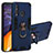 Coque Contour Silicone et Plastique Housse Etui Mat avec Magnetique Support Bague Anneau Y01B pour Samsung Galaxy M40 Bleu