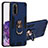 Coque Contour Silicone et Plastique Housse Etui Mat avec Magnetique Support Bague Anneau Y01B pour Samsung Galaxy S20 Bleu