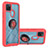 Coque Contour Silicone et Plastique Housse Etui Mat avec Magnetique Support Bague Anneau YB1 pour Realme C25Y Rouge