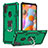 Coque Contour Silicone et Plastique Housse Etui Mat avec Magnetique Support Bague Anneau YF1 pour Samsung Galaxy M11 Vert