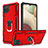 Coque Contour Silicone et Plastique Housse Etui Mat avec Magnetique Support Bague Anneau YF1 pour Samsung Galaxy M12 Rouge