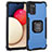 Coque Contour Silicone et Plastique Housse Etui Mat avec Magnetique Support Bague Anneau ZJ1 pour Samsung Galaxy A03s Bleu