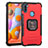 Coque Contour Silicone et Plastique Housse Etui Mat avec Magnetique Support Bague Anneau ZJ2 pour Samsung Galaxy A11 Rouge