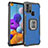 Coque Contour Silicone et Plastique Housse Etui Mat avec Magnetique Support Bague Anneau ZJ2 pour Samsung Galaxy A21s Bleu