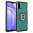 Coque Contour Silicone et Plastique Housse Etui Mat avec Magnetique Support Bague Anneau ZJ2 pour Xiaomi Redmi 9 Power Vert