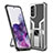 Coque Contour Silicone et Plastique Housse Etui Mat avec Magnetique Support Bague Anneau ZL1 pour Samsung Galaxy S20 Argent