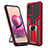 Coque Contour Silicone et Plastique Housse Etui Mat avec Magnetique Support Bague Anneau ZL1 pour Xiaomi Poco M5S Rouge