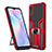 Coque Contour Silicone et Plastique Housse Etui Mat avec Magnetique Support Bague Anneau ZL1 pour Xiaomi Redmi 9A Rouge