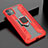 Coque Contour Silicone et Plastique Housse Etui Mat avec Magnetique Support pour Apple iPhone 11 Rouge