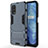 Coque Contour Silicone et Plastique Housse Etui Mat avec Support A01 pour Realme Narzo 30 Pro 5G Bleu