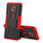 Coque Contour Silicone et Plastique Housse Etui Mat avec Support A02 pour Motorola Moto G Power (2021) Rouge