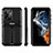 Coque Contour Silicone et Plastique Housse Etui Mat avec Support A02 pour Samsung Galaxy S22 Ultra 5G Noir