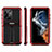 Coque Contour Silicone et Plastique Housse Etui Mat avec Support A02 pour Samsung Galaxy S22 Ultra 5G Rouge