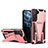 Coque Contour Silicone et Plastique Housse Etui Mat avec Support A03 pour Samsung Galaxy S21 5G Or Rose