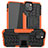 Coque Contour Silicone et Plastique Housse Etui Mat avec Support A07 pour Apple iPhone 14 Orange