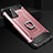 Coque Contour Silicone et Plastique Housse Etui Mat avec Support Bague Anneau N01 pour Samsung Galaxy Note 20 5G Or Rose