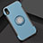 Coque Contour Silicone et Plastique Housse Etui Mat avec Support Bague Anneau S01 pour Apple iPhone XR Bleu Ciel