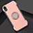 Coque Contour Silicone et Plastique Housse Etui Mat avec Support Bague Anneau S01 pour Apple iPhone XR Or Rose