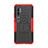 Coque Contour Silicone et Plastique Housse Etui Mat avec Support D01 pour Xiaomi Mi Note 10 Pro Rouge