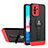 Coque Contour Silicone et Plastique Housse Etui Mat avec Support H01P pour Xiaomi Poco M5S Rouge et Noir