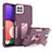 Coque Contour Silicone et Plastique Housse Etui Mat avec Support J01S pour Samsung Galaxy F42 5G Violet