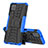 Coque Contour Silicone et Plastique Housse Etui Mat avec Support J01X pour Samsung Galaxy A12 Bleu