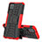 Coque Contour Silicone et Plastique Housse Etui Mat avec Support J01X pour Samsung Galaxy A12 Rouge