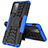Coque Contour Silicone et Plastique Housse Etui Mat avec Support J01X pour Samsung Galaxy A72 4G Bleu