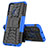 Coque Contour Silicone et Plastique Housse Etui Mat avec Support J01X pour Samsung Galaxy M21 Bleu