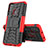 Coque Contour Silicone et Plastique Housse Etui Mat avec Support J01X pour Samsung Galaxy M21 Rouge