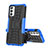 Coque Contour Silicone et Plastique Housse Etui Mat avec Support J01X pour Samsung Galaxy M23 5G Bleu