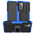 Coque Contour Silicone et Plastique Housse Etui Mat avec Support J02X pour Samsung Galaxy A72 4G Bleu