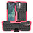 Coque Contour Silicone et Plastique Housse Etui Mat avec Support JX1 pour Nokia G11 Rose Rouge