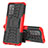 Coque Contour Silicone et Plastique Housse Etui Mat avec Support JX1 pour Oppo A94 5G Rouge