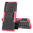 Coque Contour Silicone et Plastique Housse Etui Mat avec Support JX1 pour Sony Xperia 1 III Rose Rouge