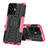 Coque Contour Silicone et Plastique Housse Etui Mat avec Support JX1 pour Vivo Y77 5G Rose Rouge