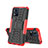 Coque Contour Silicone et Plastique Housse Etui Mat avec Support JX2 pour Motorola Moto E13 Rouge