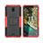 Coque Contour Silicone et Plastique Housse Etui Mat avec Support JX2 pour Nokia C100 Rouge