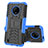 Coque Contour Silicone et Plastique Housse Etui Mat avec Support JX2 pour Nokia C200 Bleu