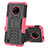 Coque Contour Silicone et Plastique Housse Etui Mat avec Support JX2 pour Nokia C200 Rose Rouge