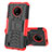 Coque Contour Silicone et Plastique Housse Etui Mat avec Support JX2 pour Nokia C200 Rouge